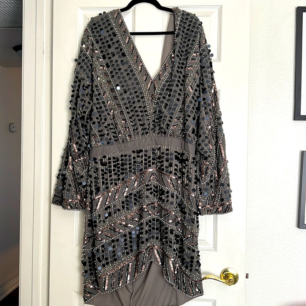 Sequined beaded party dress ASOS CURVE